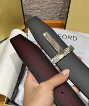 Uubags Tom Ford Man Ridge T Reversible Belt in Hammered Leather Black 4cm - 6