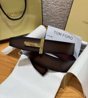 Uubags Tom Ford Man Ridge T Reversible Belt in Hammered Leather Brown 4cm - 1