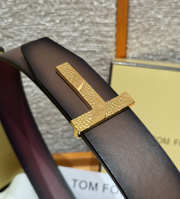 Uubags Tom Ford Man Ridge T Reversible Belt in Hammered Leather Brown 4cm - 6