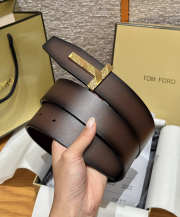 Uubags Tom Ford Man Ridge T Reversible Belt in Hammered Leather Brown 4cm - 4