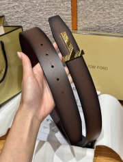 Uubags Tom Ford Man Ridge T Reversible Belt in Hammered Leather Brown 4cm - 3