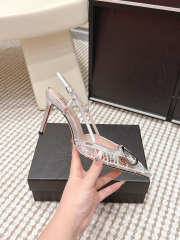 Uubags Valentino VLogo Signature Slingback Décolleté With Rhombelle Embroidery In Platinum 8.5cm - 6