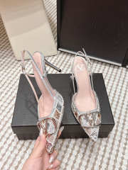 Uubags Valentino VLogo Signature Slingback Décolleté With Rhombelle Embroidery In Platinum 8.5cm - 3