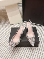 Uubags Valentino VLogo Signature Slingback Décolleté With Rhombelle Embroidery In Platinum 8.5cm - 2