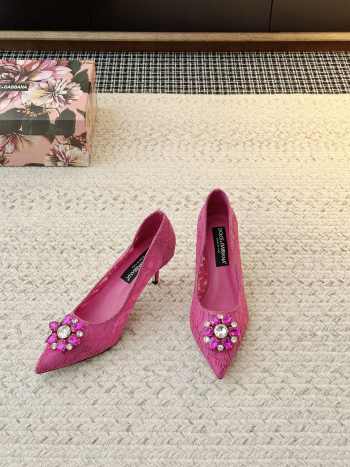 Uubags Dolce & Gabbana Rainbow lace pumps in lurex lace fuchsia 6.5cm