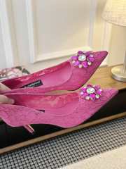 Uubags Dolce & Gabbana Rainbow lace pumps in lurex lace fuchsia 6.5cm - 3