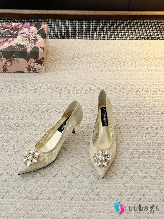 Uubags Dolce & Gabbana Rainbow lace pumps in lurex lace cream 6.5cm - 1