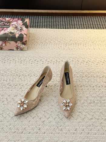 Uubags Dolce & Gabbana Rainbow lace pumps in lurex lace nude 6.5cm