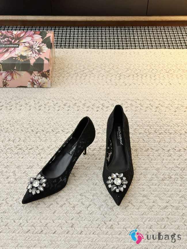Uubags Dolce & Gabbana Rainbow lace pumps in lurex lace black 6.5cm - 1