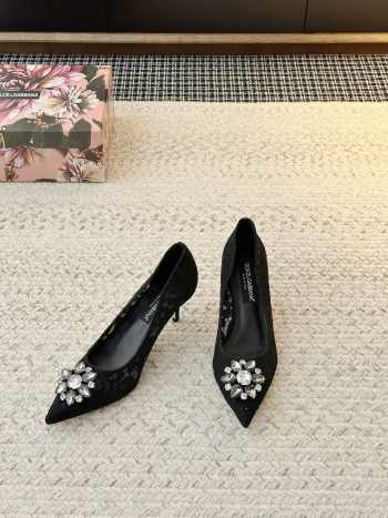 Uubags Dolce & Gabbana Rainbow lace pumps in lurex lace black 6.5cm