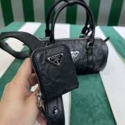Uubags Prada Antique Leather Bowling Bag in Black 22x10x9cm - 3