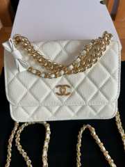 Uubags Chanel Mini Flap Bag with Bow In White Caviar Leather 17x12x4cm - 1