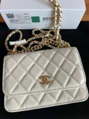 Uubags Chanel Mini Flap Bag with Bow In White Caviar Leather 17x12x4cm - 6