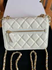Uubags Chanel Mini Flap Bag with Bow In White Caviar Leather 17x12x4cm - 4