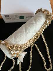 Uubags Chanel Mini Flap Bag with Bow In White Caviar Leather 17x12x4cm - 2