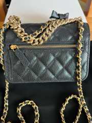 Uubags Chanel Mini Flap Bag with Bow In Black Caviar Leather 17x12x4cm - 5