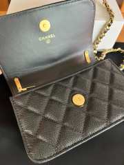 Uubags Chanel Mini Flap Bag with Bow In Black Caviar Leather 17x12x4cm - 2