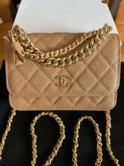 Uubags Chanel Mini Flap Bag with Bow In Brown Caviar Leather 17x12x4cm - 1