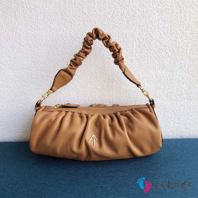 Uubags Manu Atelier Medium Cylinder Ruched Bag In Brown 28cm - 1