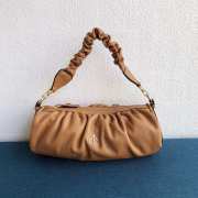 Uubags Manu Atelier Medium Cylinder Ruched Bag In Brown 28cm - 1