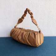 Uubags Manu Atelier Medium Cylinder Ruched Bag In Brown 28cm - 4