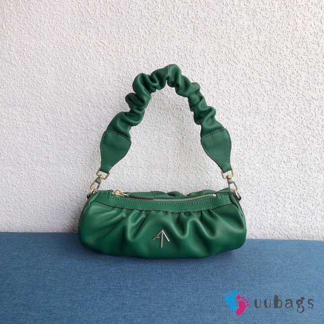 Uubags Manu Atelier Small Cylinder Ruched Bag In Green 22cm - 1