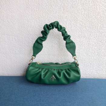 Uubags Manu Atelier Small Cylinder Ruched Bag In Green 22cm