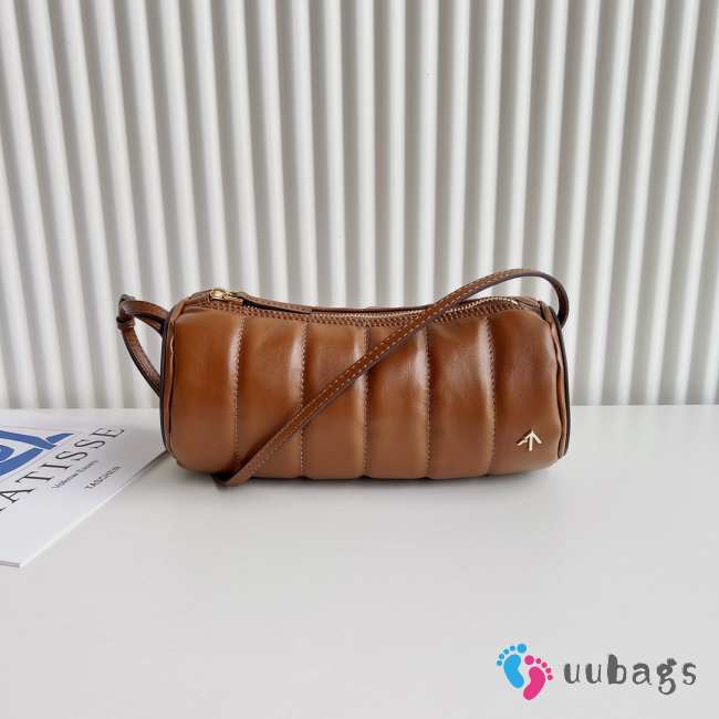Uubags Manu Atelier Padded Cylinder Bag in Brown Leather 25x11x11cm - 1