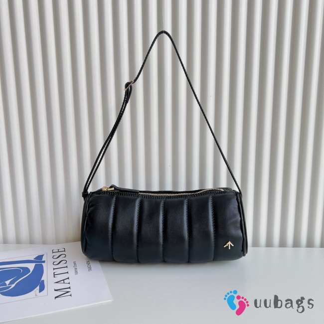 Uubags Manu Atelier Padded Cylinder Bag in Black Leather 25x11x11cm - 1
