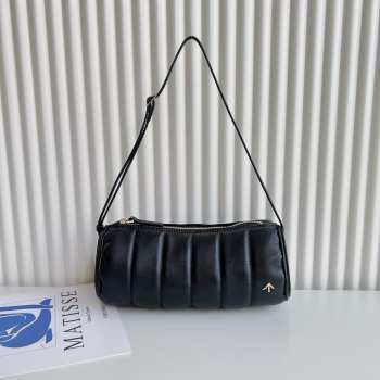 Uubags Manu Atelier Padded Cylinder Bag in Black Leather 25x11x11cm