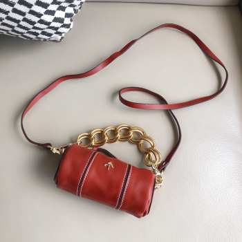 Uubags Manu Atelier Cylinder Red Bole Bag In Soft Leather 13cm
