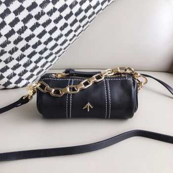 Uubags Manu Atelier Cylinder Black Bag In Soft Leather 13cm