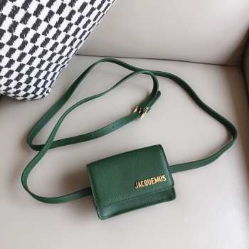 Uubags Jacquemus Le Bello green leather crossbody bag 12cm