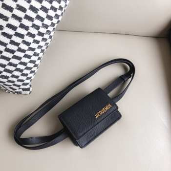 Uubags Jacquemus Le Bello black leather crossbody bag 12cm