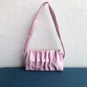 Uubags Elleme Vague pleated leather shoulder bag in pink lambskin leather 26cm - 3