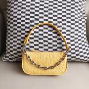 Uubags Rachel Small Yellow Croco Embossed Leather Shoulder Bag 18cm - 1