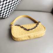 Uubags Rachel Small Yellow Croco Embossed Leather Shoulder Bag 18cm - 6