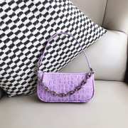 Uubags Rachel Small Purple Croco Embossed Leather Shoulder Bag 18cm - 6