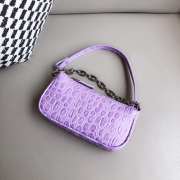Uubags Rachel Small Purple Croco Embossed Leather Shoulder Bag 18cm - 5