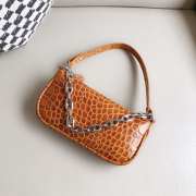 Uubags Rachel Small Brown Croco Embossed Leather Shoulder Bag 18cm - 6