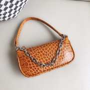 Uubags Rachel Small Brown Croco Embossed Leather Shoulder Bag 18cm - 4