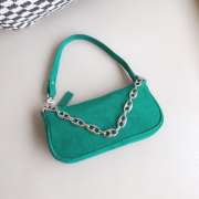 Uubags Rachel Small Green Suede Leather Shoulder Bag 18cm - 6