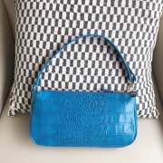 Uubags Rachel Small Blue Croco Embossed Leather Shoulder Bag 18cm - 1