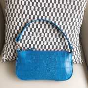 Uubags Rachel Small Blue Croco Embossed Leather Shoulder Bag 18cm - 6