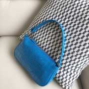 Uubags Rachel Small Blue Croco Embossed Leather Shoulder Bag 18cm - 5