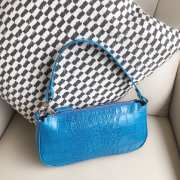 Uubags Rachel Small Blue Croco Embossed Leather Shoulder Bag 18cm - 4