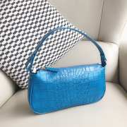 Uubags Rachel Small Blue Croco Embossed Leather Shoulder Bag 18cm - 3