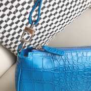 Uubags Rachel Small Blue Croco Embossed Leather Shoulder Bag 18cm - 2