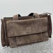 Uubags Miu Miu Utilitaire suede top-handle bag in dark brown 28x17.5x9cm - 2