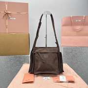 Uubags Miu Miu Suede Utility Shoulder Bag In Dark Brown 26x20x10cm - 1